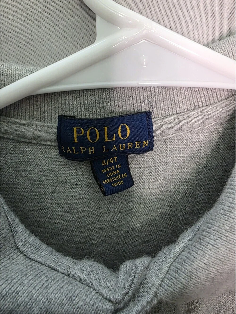polo ralph lauren Kid Shirt Polo Classic Embroidered Gray  Navy Pony Logo Sz 4 T